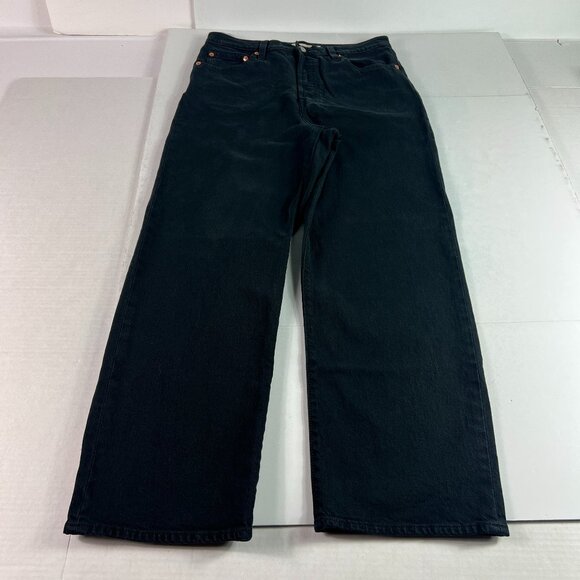 Levi's Jeans Women's 30x27* Ribcage High Rise Straight Ankle Black Denim Tag 29 - Picture 1 of 16